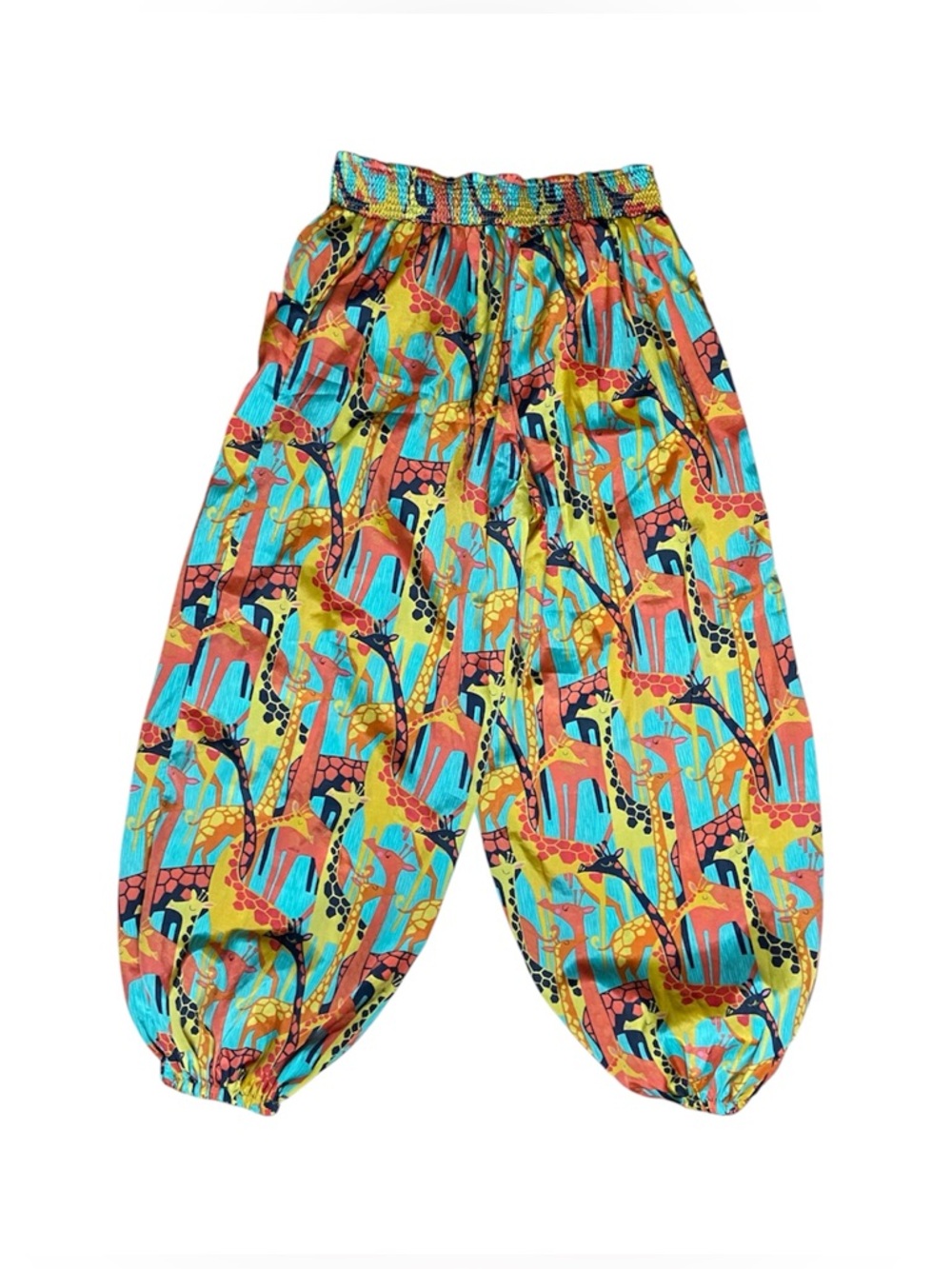 Giraffe Print Harem Pants Boho Festival Balloon Pants Small Colorful - Picture 2 of 4